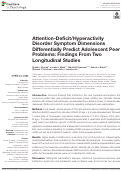 Cover page: Attention-Deficit/Hyperactivity Disorder Symptom Dimensions Differentially Predict Adolescent Peer Problems: Findings From Two Longitudinal Studies.