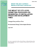 Cover page: THE IMPACT OF CITY-LEVEL
PERMITTING PROCESSES ON
RESIDENTIAL PV INSTALLATION
PRICES AND DEVELOPMENT
TIMES