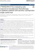 Cover page: [18F]FDG PET/CT for evaluating early response to neoadjuvant chemotherapy in pediatric patients with sarcoma: a prospective single-center trial