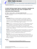 Cover page: A mentor training program improves mentoring competency for researchers working with early-career investigators from underrepresented backgrounds