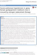 Cover page: Severe pulmonary hypertension in aging female apolipoprotein E-deficient mice is rescued by estrogen replacement therapy