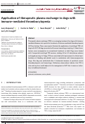 Cover page: Application of therapeutic plasma exchange in dogs with immune-mediated thrombocytopenia.