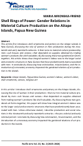 Cover page: Shell Rings of Power: Gender Relations in Material Culture Production on the Aitape  Islands, Papua New Guinea