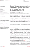 Cover page: State of the art review on machine learning and artificial intelligence in the study of neonatal necrotizing enterocolitis.