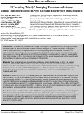 Cover page: Choosing Wisely Imaging Recommendations: Initial Implementation in New England Emergency Departments