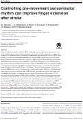 Cover page: Controlling pre-movement sensorimotor rhythm can improve finger extension after stroke