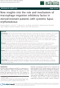 Cover page: New insights into the role and mechanism of macrophage migration inhibitory factor in steroid-resistant patients with systemic lupus erythematosus