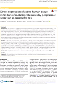 Cover page: Direct expression of active human tissue inhibitors of metalloproteinases by periplasmic secretion in Escherichia coli