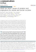 Cover page: Adult sex ratios: causes of variation and implications for animal and human societies.