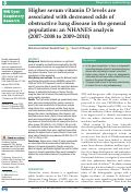 Cover page: Higher serum vitamin D levels are associated with decreased odds of obstructive lung disease in the general population: an NHANES analysis (2007–2008 to 2009–2010)