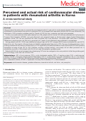 Cover page: Perceived and actual risk of cardiovascular disease in patients with rheumatoid arthritis in Korea