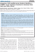 Cover page: Integrative ChIP-seq/Microarray Analysis Identifies a CTNNB1 Target Signature Enriched in Intestinal Stem Cells and Colon Cancer
