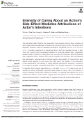 Cover page: Intensity of Caring About an Action’s Side-Effect Mediates Attributions of Actor’s Intentions