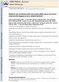 Cover page: Medical care in adolescents and young adult cancer survivors: what are the biggest access-related barriers?