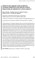 Cover page: EFFECTS OF LIQUID AND SURFACE CHARACTERISTICS ON OSCILLATION BEHAVIOR OF DROPLETS UPON IMPACT