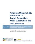 Cover page of American Micromobility Panel (Part 2): Transit Connection, Mode Substitution, and VMT Reduction