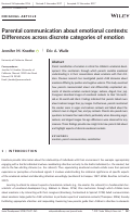 Cover page: Parental communication about emotional contexts: Differences across discrete categories of emotion