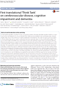 Cover page: First translational ‘Think Tank’ on cerebrovascular disease, cognitive impairment and dementia