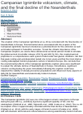 Cover page: Campanian Ignimbrite volcanism, climate, and the final decline of the Neanderthals