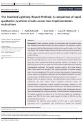 Cover page: The Stanford Lightning Report Method: A comparison of rapid qualitative synthesis results across four implementation evaluations