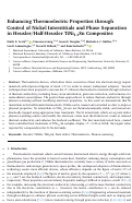 Cover page: Enhancing Thermoelectric Properties through Control of Nickel Interstitials and Phase Separation in Heusler/Half-Heusler TiNi1.1Sn Composites