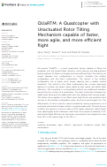 Cover page: QUaRTM: A Quadcopter with Unactuated Rotor Tilting Mechanism capable of faster, more agile, and more efficient flight