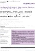 Cover page: Racial and ethnic differences in plasma biomarker eligibility for a preclinical Alzheimers disease trial.