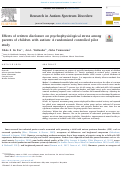 Cover page: Effects of written disclosure on psychophysiological stress among parents of children with autism: A randomized controlled pilot study