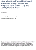 Cover page: Integrating Solar PV and Distributed Renewable Energy Policies and Programs into California City and County General Plans