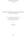 Cover page: Mathematical Modeling and Computational Methods for Structured Populations