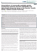 Cover page: Associations of seasonally available global positioning systems-derived walkability and objectively measured sleep in the Nurses Health Study 3 Mobile Health Substudy.