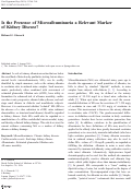 Cover page: Is the Presence of Microalbuminuria a Relevant Marker of Kidney Disease?