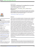 Cover page: Stochastic ordering of complexoform protein assembly by genetic circuits