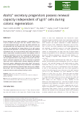 Cover page: Atoh1+ secretory progenitors possess renewal capacity independent of Lgr5+ cells during colonic regeneration