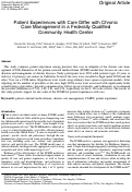 Cover page: Patient Experiences with Care Differ with Chronic Care Management in a Federally Qualified Community Health Center