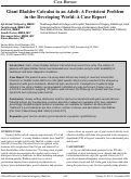 Cover page: Giant Bladder Calculus in an Adult- A Persistent Problem in the Developing World: A Case Report