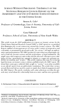 Cover page: Science without Precedent: The Impact of the National Research Council Report on the Admissibility and Use of Forensic Science Evidence in the United States