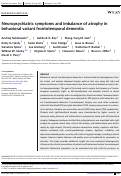 Cover page: Neuropsychiatric symptoms and imbalance of atrophy in behavioral variant frontotemporal dementia