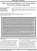 Cover page: Patient and Physician Willingness to Use Personal Health Records in the Emergency Department