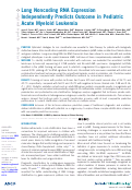 Cover page: Long Noncoding RNA Expression Independently Predicts Outcome in Pediatric Acute Myeloid Leukemia.