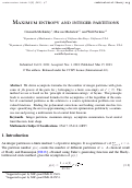 Cover page: Maximum entropy and integer partitions