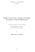 Cover page: Multilevel Item Factor Analysis and Student Perceptions of Teacher Effectiveness