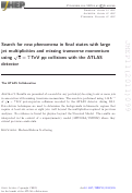 Cover page: Search for new phenomena in final states with large jet multiplicities and missing transverse momentum using = 7 TeV pp collisions with the ATLAS detector