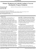 Cover page: Primary Meningococcal Arthritis Leading to Neisseria Meningitidies Purpura Fulminans