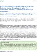 Cover page: Rapid Increases in proBDNF after Pilocarpine-Induced Status Epilepticus in Mice Are Associated with Reduced proBDNF Cleavage Machinery