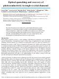 Cover page: Optical quenching and recovery of photoconductivity in single-crystal diamond