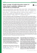 Cover page: Global coverage of health information systems for kidney disease: availability, challenges, and opportunities for development