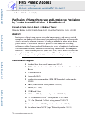 Cover page: Purification of Human Monocytes and Lymphocyte Populations by Counter Current Elutriation- A Short Protocol.