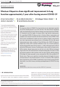 Cover page: Mexican Hispanics show significant improvement in lung function approximately 1&nbsp;year after having severe COVID-19.