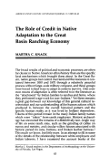 Cover page: The Role of Credit in Native Adaptation to the Great Basin Ranching Economy